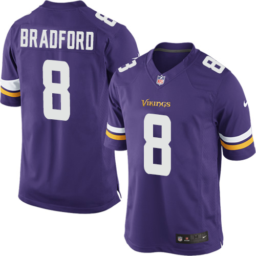 Youth Limited Sam Bradford Nike Jersey Purple Home - #8 NFL Minnesota Vikings